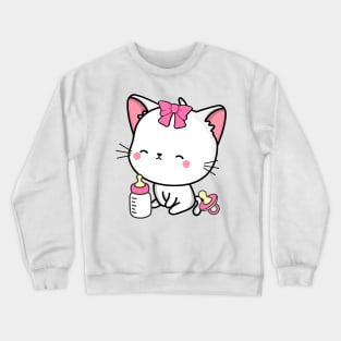 Cute angora cat is a baby - girl Crewneck Sweatshirt